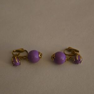 Vintage Purple and Gold Earrings with  Gloss Beads